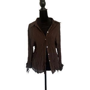 Piano Button Up Accordion Top - M